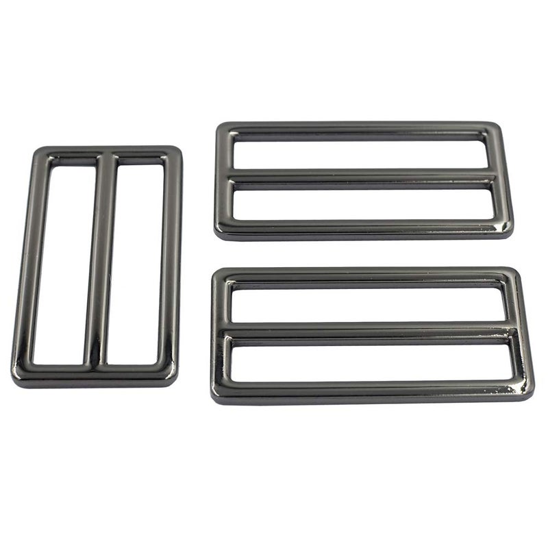 DGOL 2 inch Slider Webbing Strap Tri Glide Buckles Zinc Alloy Tri-glide Buttons Fasteners 10pcs (GUNMETAL) - Image 2